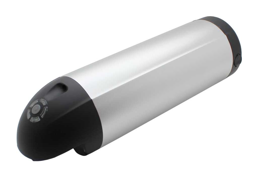 Bild von E-Bike-Akku LiIon 36V 10,4Ah 375Wh silber Bottle Type 2-polig mit Halter und Ladegerät passend für ELFEi Long Travel Trinkflaschenakku