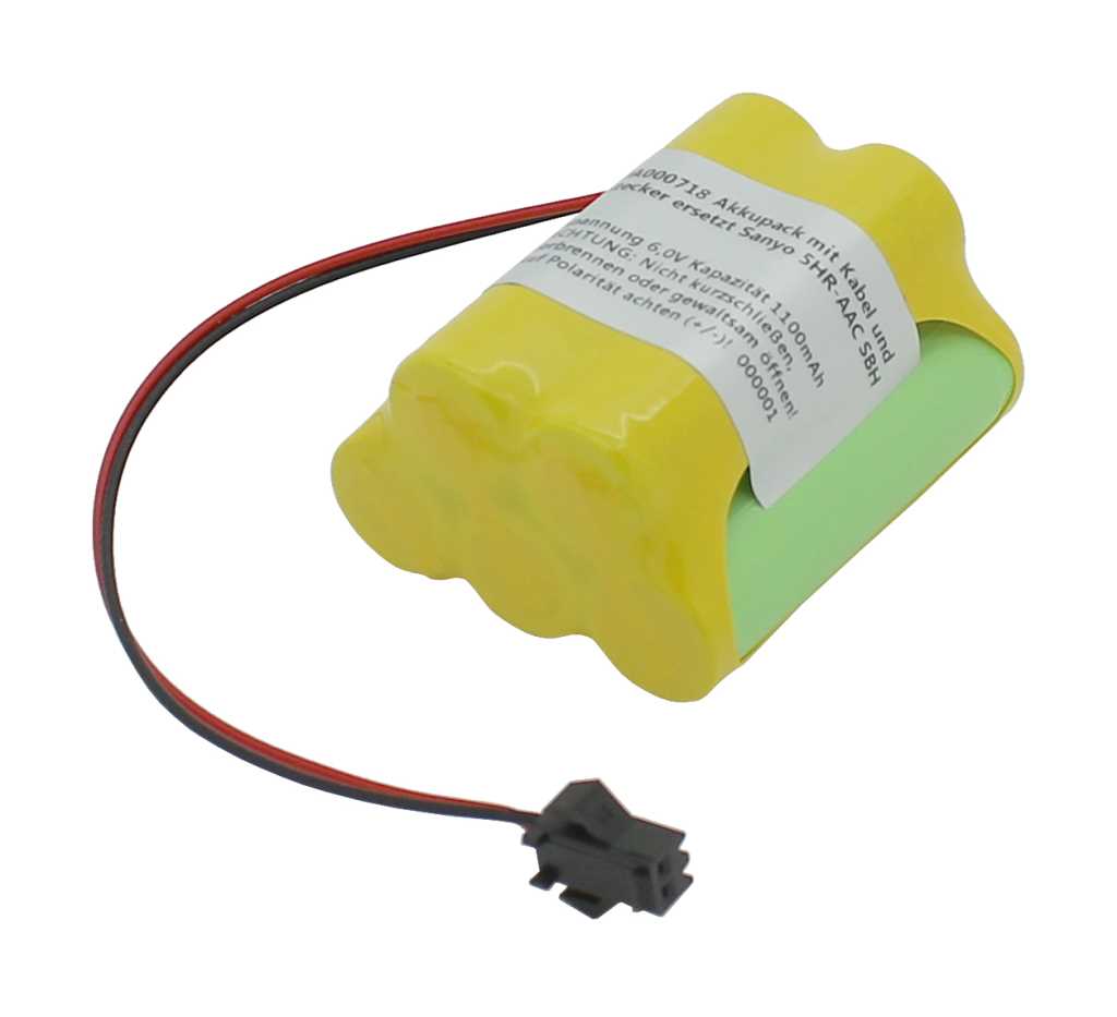 Bild von Akkupack NiMH 6,0V 1100mAh mit Kabel und Stecker ersetzt Sanyo 5HR-AAC SBH