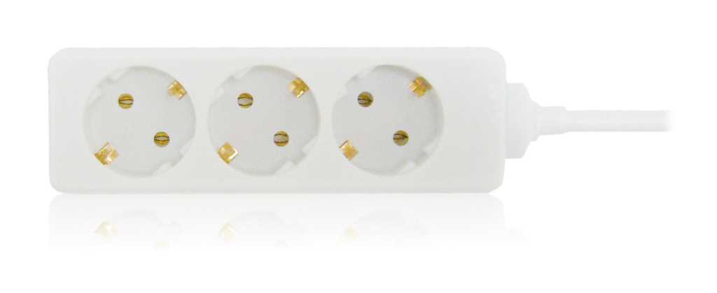 Bild von Steckdosenleiste 3x Schutzkontakt mit 5,0m Zuleitung weiß