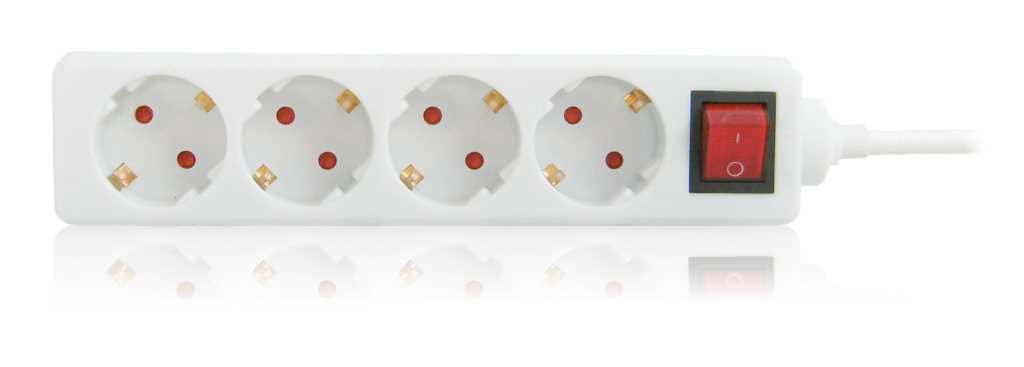 Bild von Steckdosenleiste 4x Schutzkontakt mit 5,0m Zuleitung und Schalter weiß