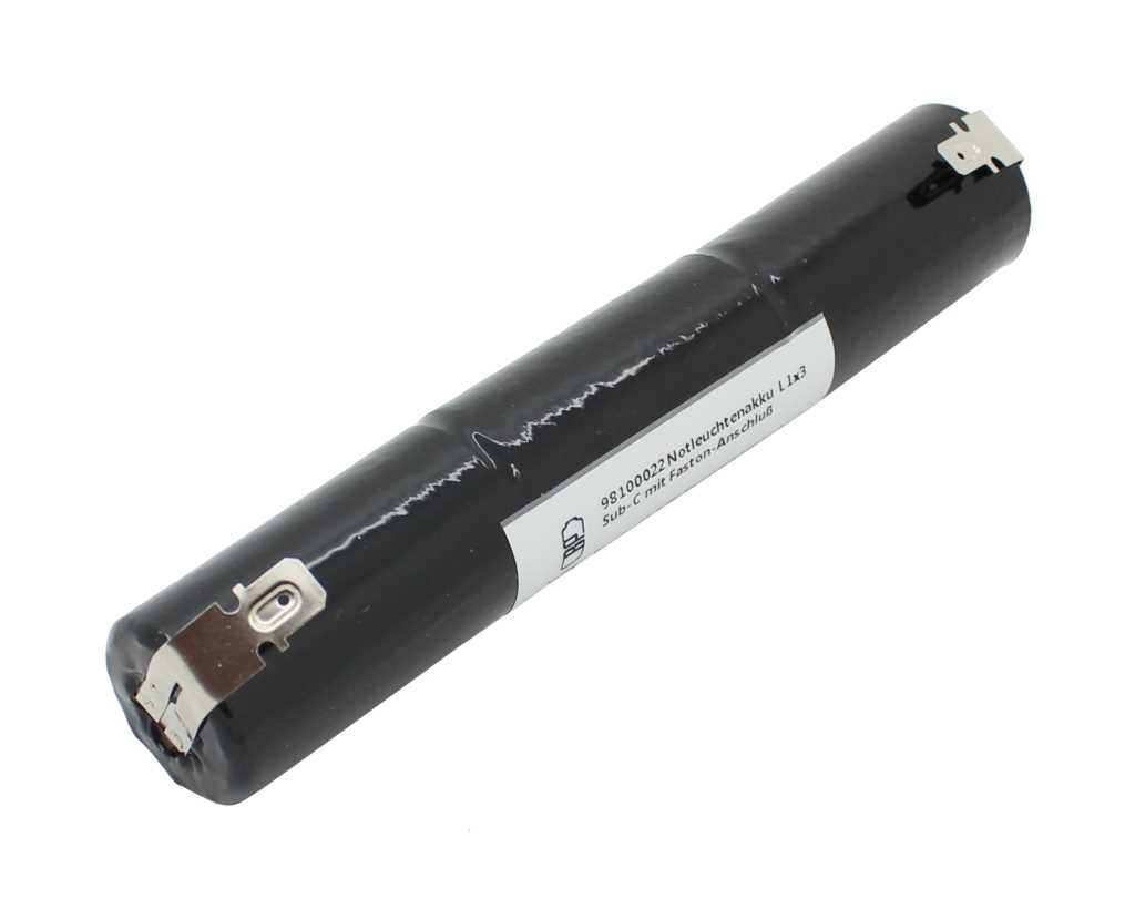 Bild von Notleuchtenakku NiCd 3,6V 1800mAh L1x3 Sub-C mit Faston-Anschluss +6,3mm / -4,8mm ersetzt CEAG 400.66.079.449